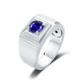 GEM'S BALLET High Quality Engagement Rings Mens 6.5mm Lab Grown Sapphire 926 Sterling Silver Wedding Ring for Men Gift 2024 NEW