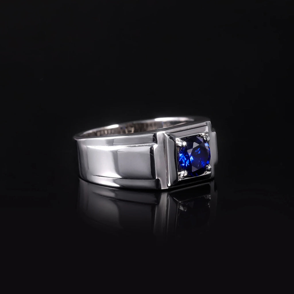 GEM'S BALLET High Quality Engagement Rings Mens 6.5mm Lab Grown Sapphire 926 Sterling Silver Wedding Ring for Men Gift 2024 NEW